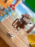Vaso de vidrio Snoopy con figura 3D en tapa y popote