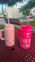 Tumbler Snoopy edición especial en rosa pastel y rosa intenso