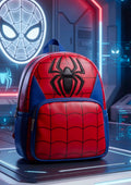 Mochila Spider-Man roja y azul con símbolo de araña en relieve
